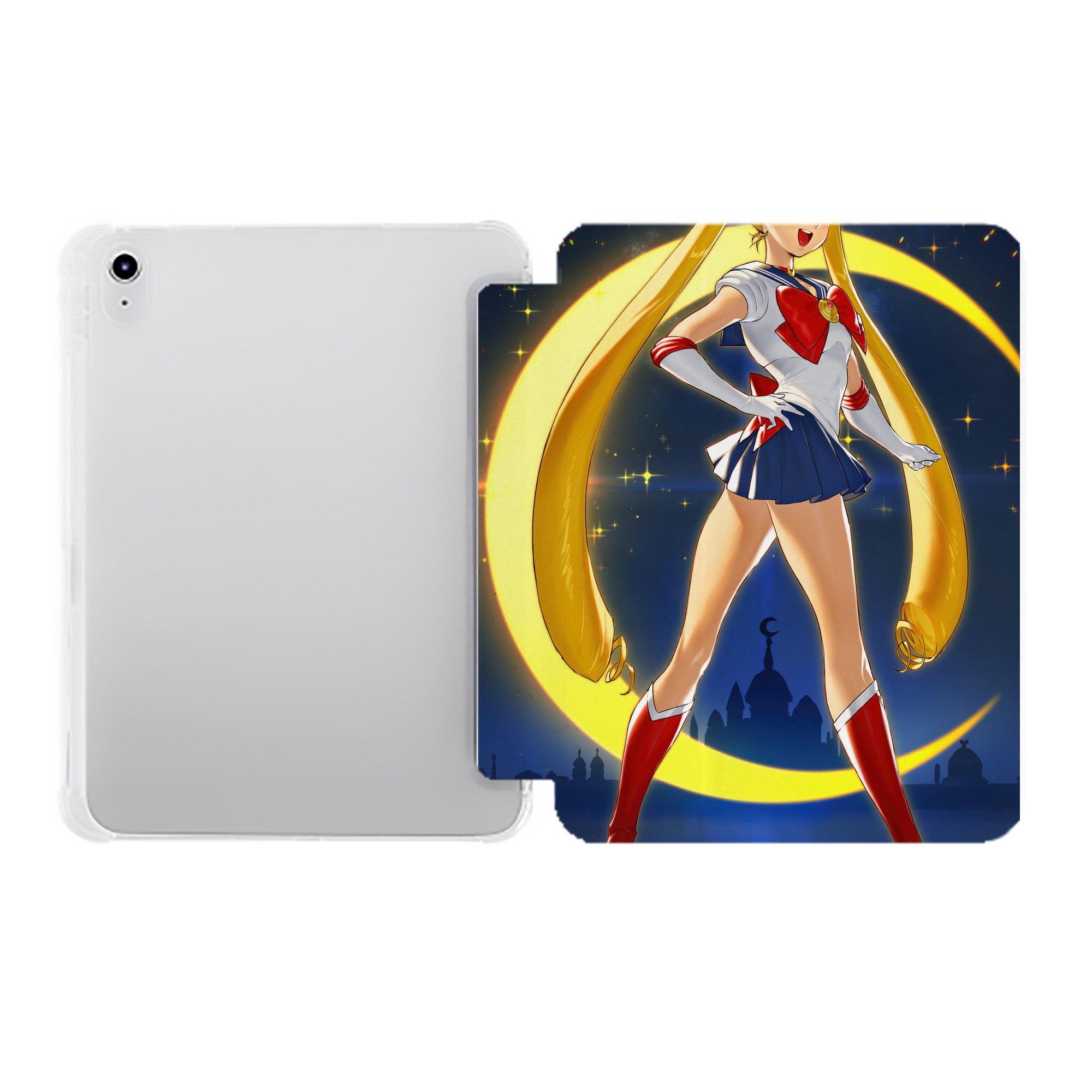 （画像用） 美少女戦士セーラームーン Sailor Moon IPad ケース ペン収納付き 三つ折りスタンド PUレザー×シリコン 対応機種9.5/10.5/10.9インチ